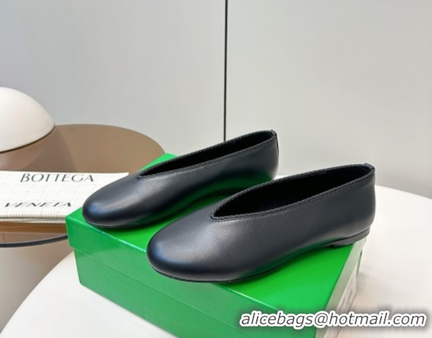 Luxurious Bottega Veneta Rosa Ballerinas Flat in Calfskin Leather Black 0823012