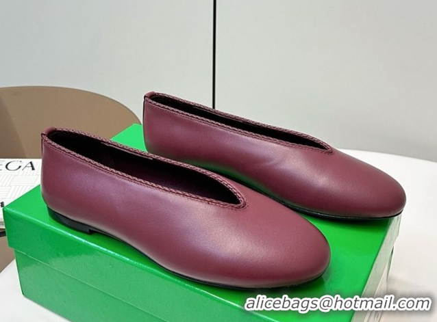 Good Quality Bottega Veneta Rosa Ballerinas Flat in Calfskin Leather Burgundy 50823013