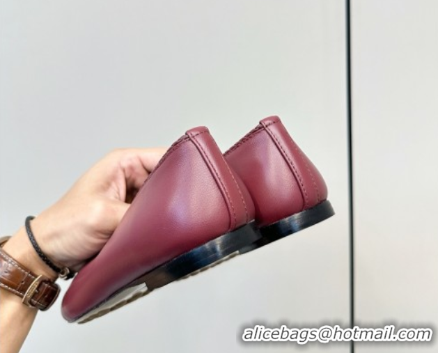 Good Quality Bottega Veneta Rosa Ballerinas Flat in Calfskin Leather Burgundy 50823013