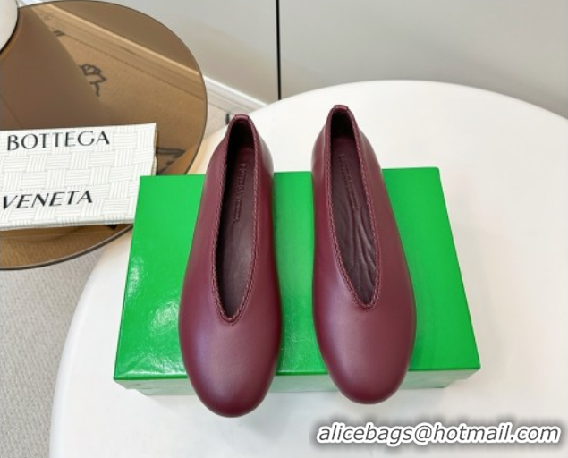 Good Quality Bottega Veneta Rosa Ballerinas Flat in Calfskin Leather Burgundy 50823013