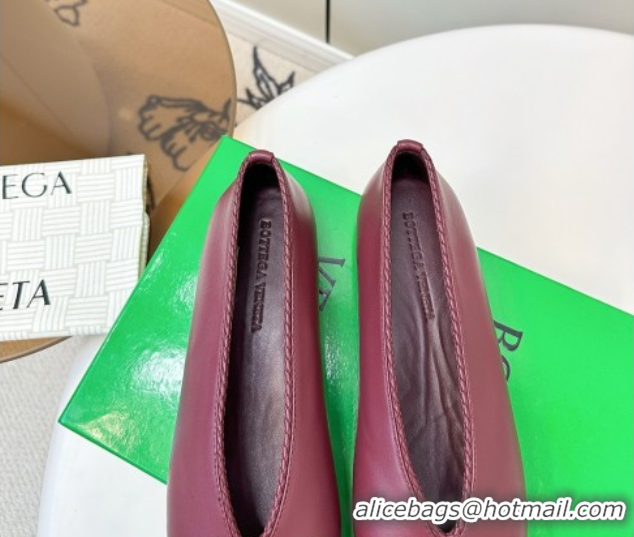 Good Quality Bottega Veneta Rosa Ballerinas Flat in Calfskin Leather Burgundy 50823013