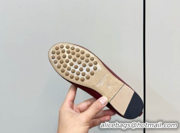 Good Quality Bottega Veneta Rosa Ballerinas Flat in Calfskin Leather Burgundy 50823013