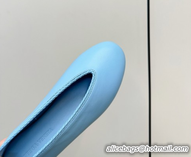 Best Grade Bottega Veneta Rosa Ballerinas Flat in Calfskin Leather Blue 50823016