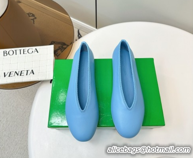 Best Grade Bottega Veneta Rosa Ballerinas Flat in Calfskin Leather Blue 50823016
