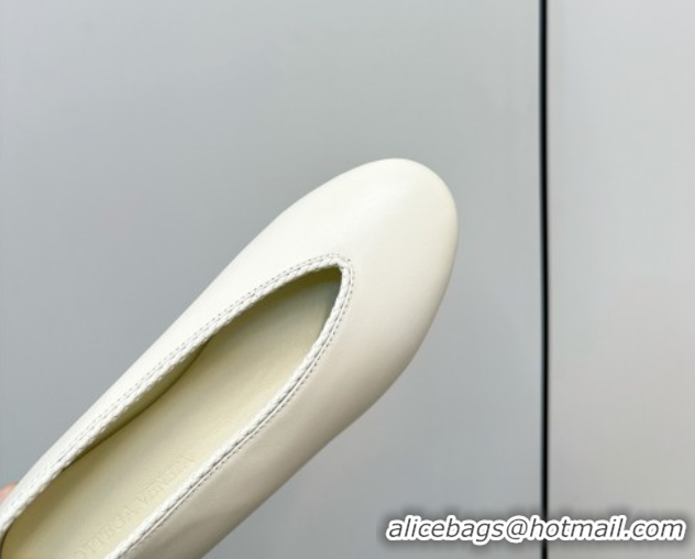 Shop Duplicate Bottega Veneta Rosa Ballerinas Flat in Calfskin Leather White 0823015