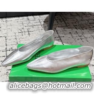 Best Product Bottega Veneta Sofia Ballerinas Flat in Shiny Calfskin Leather Silver 50823017