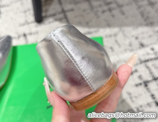 Best Product Bottega Veneta Sofia Ballerinas Flat in Shiny Calfskin Leather Silver 50823017