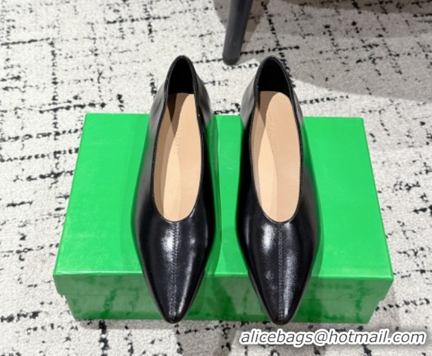Shop Duplicate Bottega Veneta Sofia Ballerinas Flat in Shiny Calfskin Leather Black 50823019