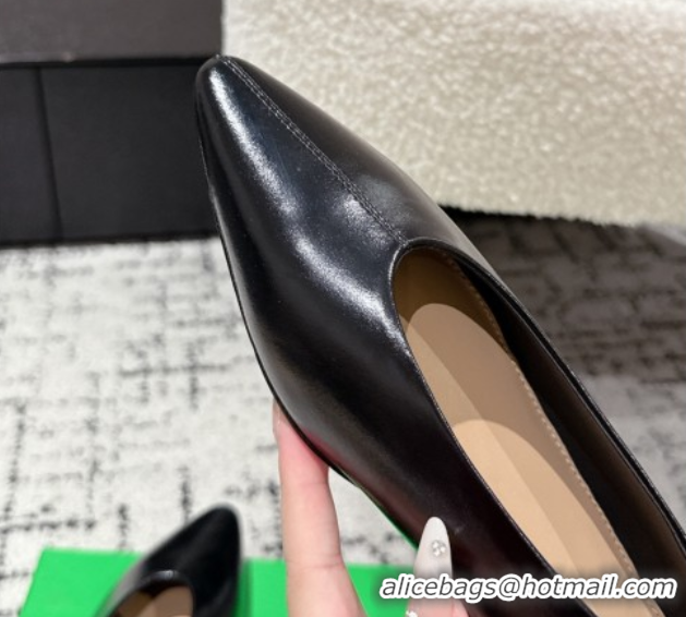 Shop Duplicate Bottega Veneta Sofia Ballerinas Flat in Shiny Calfskin Leather Black 50823019