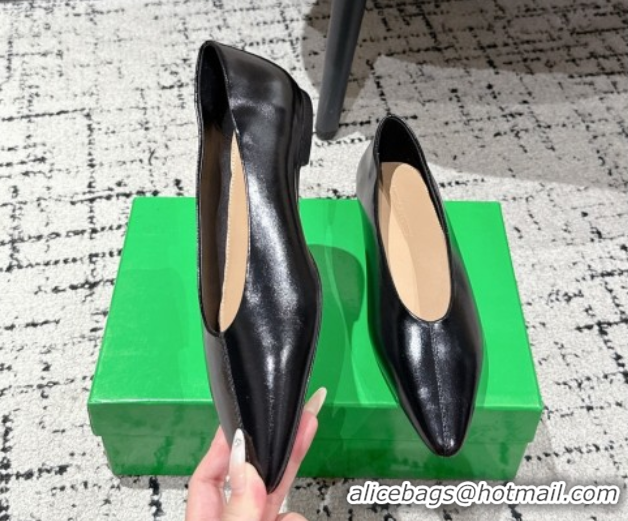 Shop Duplicate Bottega Veneta Sofia Ballerinas Flat in Shiny Calfskin Leather Black 50823019