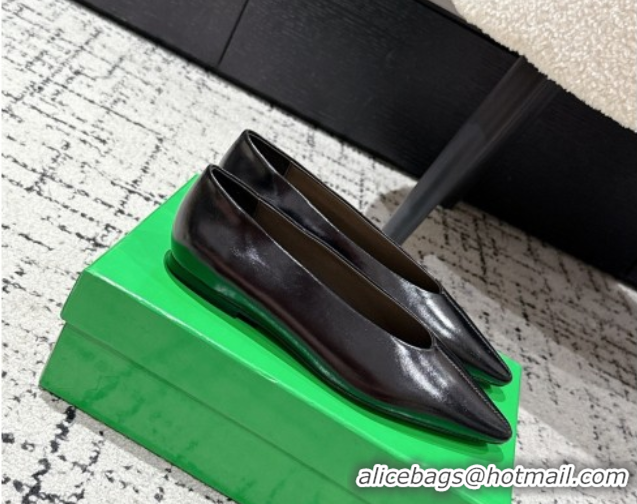 Shop Duplicate Bottega Veneta Sofia Ballerinas Flat in Shiny Calfskin Leather Black 50823019