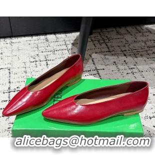 Best Price Bottega Veneta Sofia Ballerinas Flat in Shiny Calfskin Leather Red 0823020