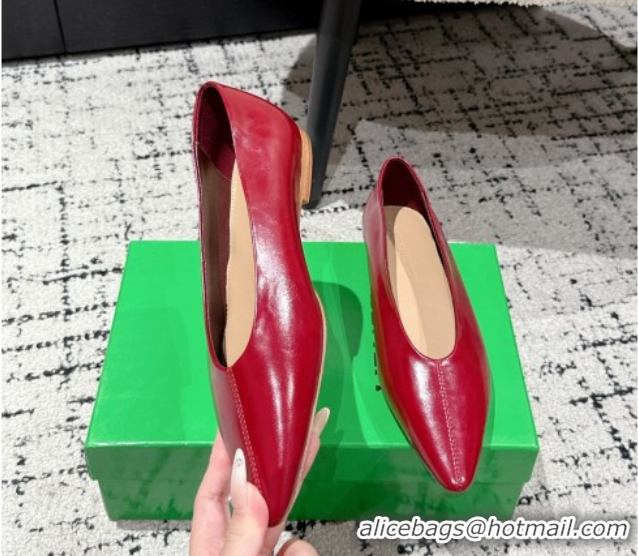 Best Price Bottega Veneta Sofia Ballerinas Flat in Shiny Calfskin Leather Red 0823020