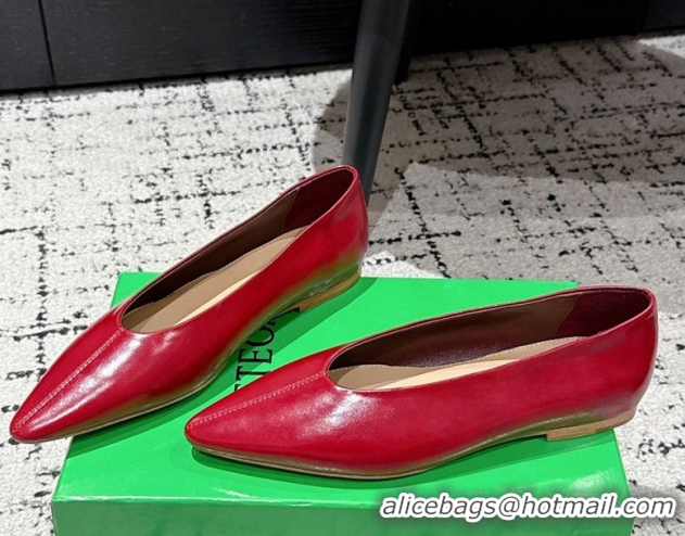 Best Price Bottega Veneta Sofia Ballerinas Flat in Shiny Calfskin Leather Red 0823020