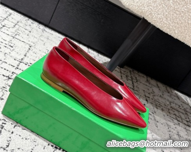 Best Price Bottega Veneta Sofia Ballerinas Flat in Shiny Calfskin Leather Red 0823020
