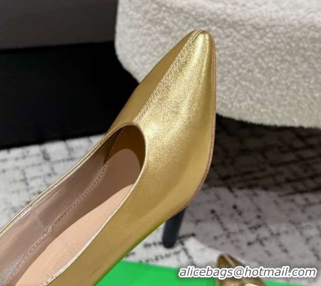 Good Quality Bottega Veneta Sofia Heel Pumps 9cm in Shiny Calfskin Leather Gold 50823022