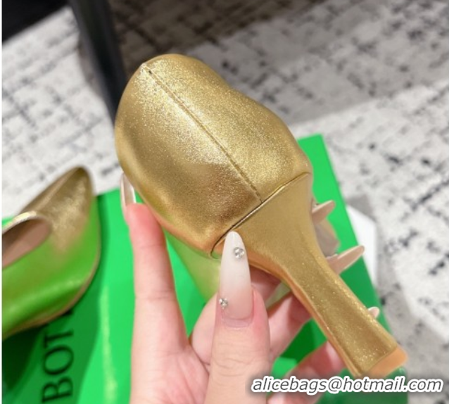 Good Quality Bottega Veneta Sofia Heel Pumps 9cm in Shiny Calfskin Leather Gold 50823022