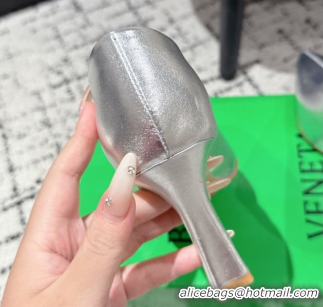 Good Looking Bottega Veneta Sofia Heel Pumps 9cm in Shiny Calfskin Leather Silver 50823023