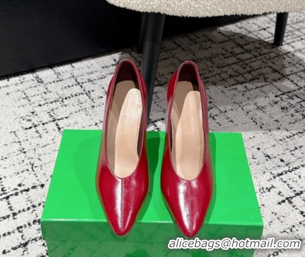 Luxury Cheap Bottega Veneta Sofia Heel Pumps 9cm in Shiny Calfskin Leather Red 50823026