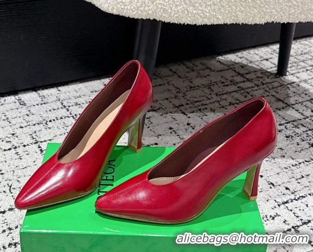 Luxury Cheap Bottega Veneta Sofia Heel Pumps 9cm in Shiny Calfskin Leather Red 50823026