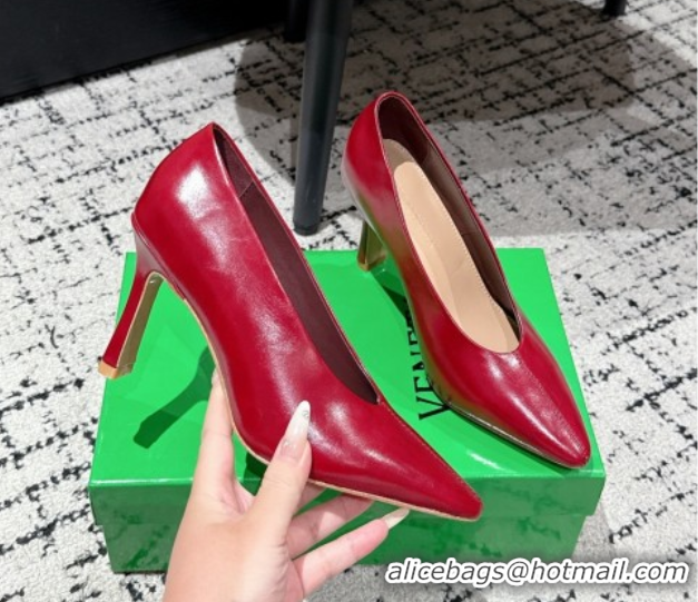 Luxury Cheap Bottega Veneta Sofia Heel Pumps 9cm in Shiny Calfskin Leather Red 50823026