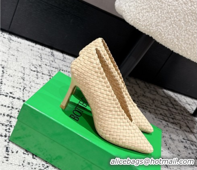 Cheap Price Bottega Veneta Sofia Heel Pumps 9cm in Intreccio Leather Nude 50823029