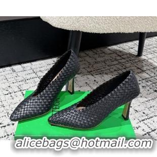 Big Discount Bottega Veneta Sofia Heel Pumps 9cm in Intreccio Leather Black 50823030