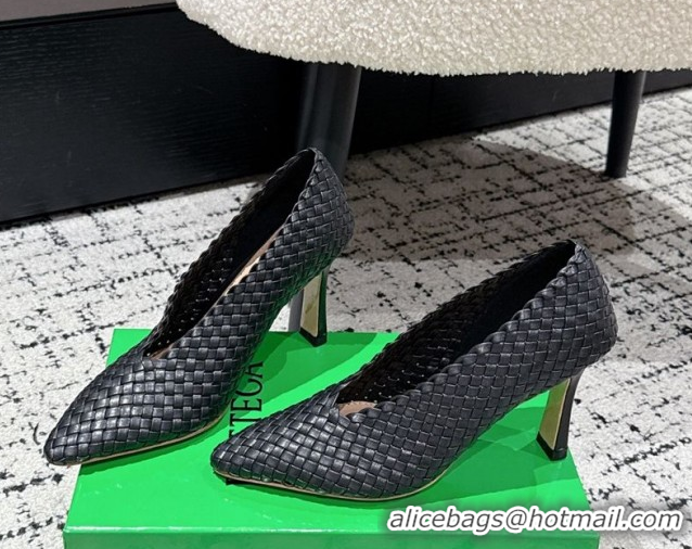 Big Discount Bottega Veneta Sofia Heel Pumps 9cm in Intreccio Leather Black 50823030
