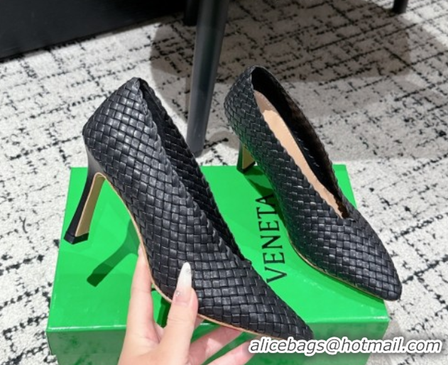 Big Discount Bottega Veneta Sofia Heel Pumps 9cm in Intreccio Leather Black 50823030