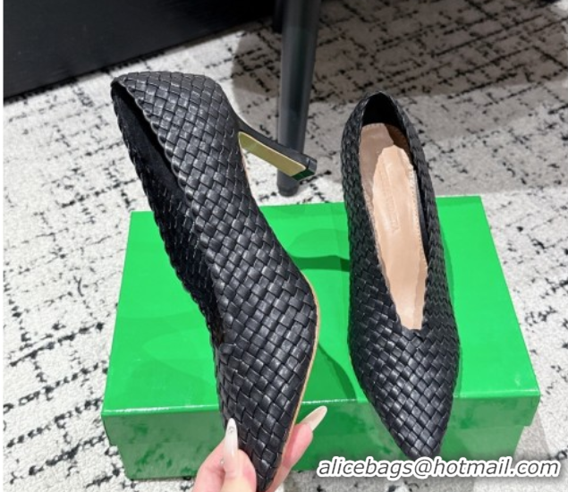 Big Discount Bottega Veneta Sofia Heel Pumps 9cm in Intreccio Leather Black 50823030