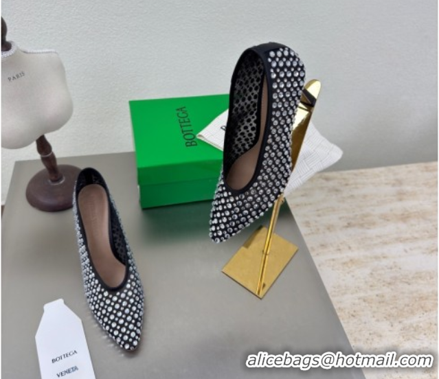 Charming Bottega Veneta Sofia Heel Pumps 9cm in Mesh and Strass Black 50823027