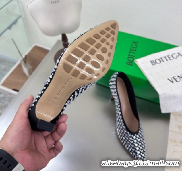 Charming Bottega Veneta Sofia Heel Pumps 9cm in Mesh and Strass Black 50823027