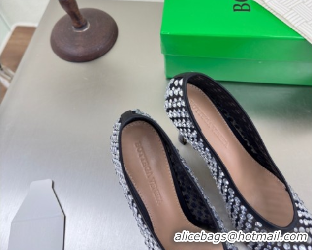 Charming Bottega Veneta Sofia Heel Pumps 9cm in Mesh and Strass Black 50823027
