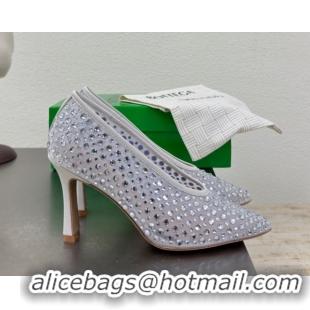 Luxury Discount Bottega Veneta Sofia Heel Pumps 9cm in Mesh and Strass White 50823028
