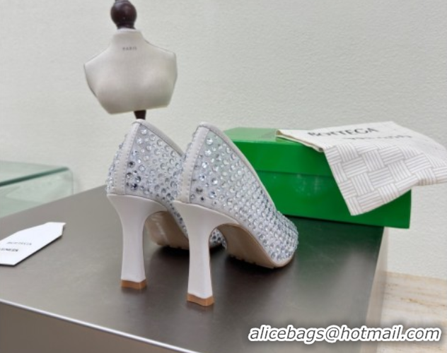 Luxury Discount Bottega Veneta Sofia Heel Pumps 9cm in Mesh and Strass White 50823028