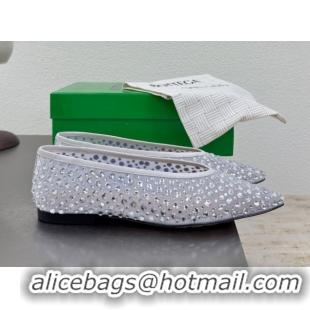 Hot Style Bottega Veneta Sofia Ballerinas Flat in Mesh and Strass White 0823030