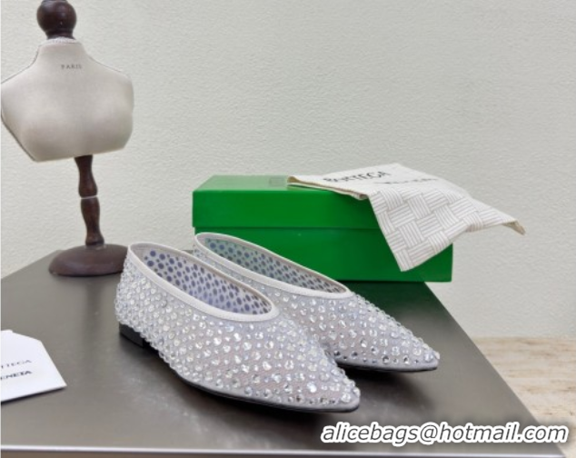 Hot Style Bottega Veneta Sofia Ballerinas Flat in Mesh and Strass White 0823030
