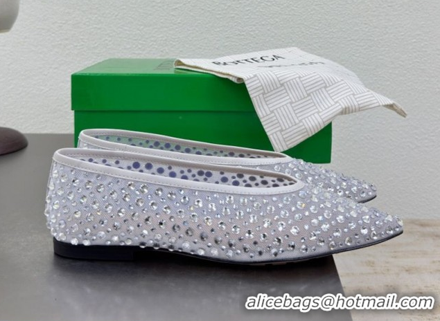 Hot Style Bottega Veneta Sofia Ballerinas Flat in Mesh and Strass White 0823030