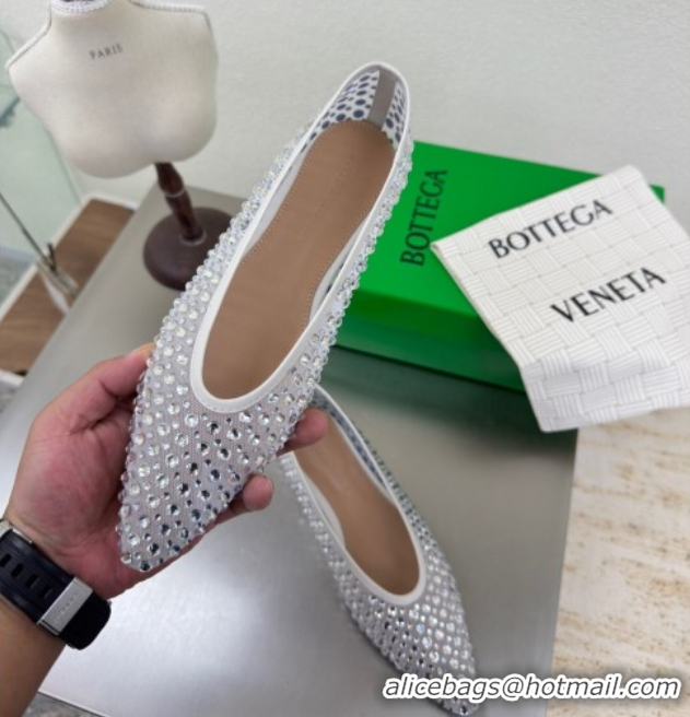 Hot Style Bottega Veneta Sofia Ballerinas Flat in Mesh and Strass White 0823030