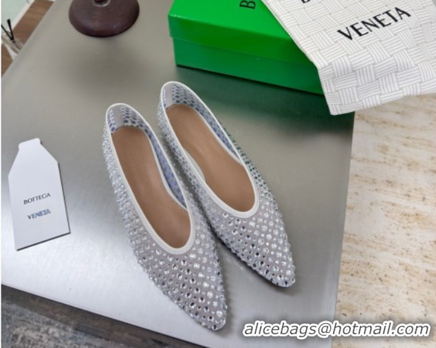 Hot Style Bottega Veneta Sofia Ballerinas Flat in Mesh and Strass White 0823030