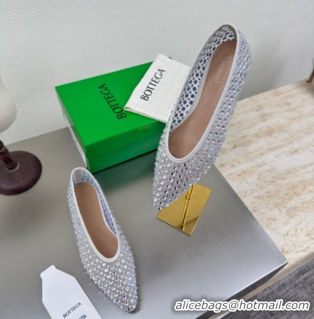 Hot Style Bottega Veneta Sofia Ballerinas Flat in Mesh and Strass White 0823030