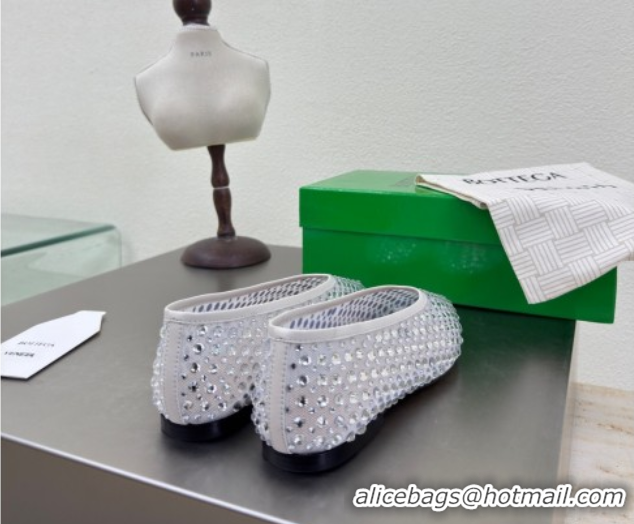 Hot Style Bottega Veneta Sofia Ballerinas Flat in Mesh and Strass White 0823030