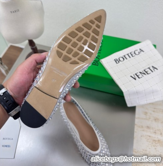 Hot Style Bottega Veneta Sofia Ballerinas Flat in Mesh and Strass White 0823030