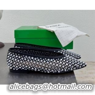Duplicate Bottega Veneta Sofia Ballerinas Flat in Mesh and Strass Black 0823031