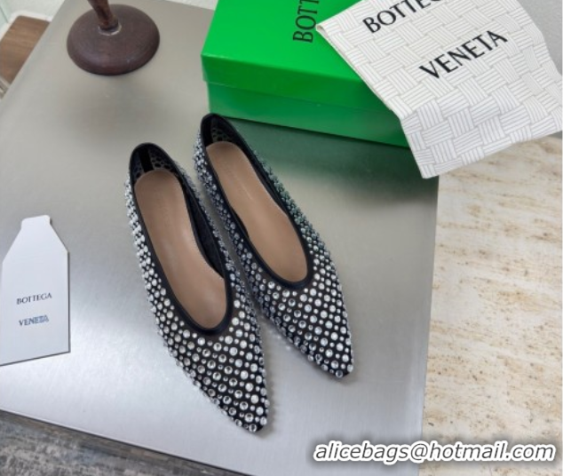 Duplicate Bottega Veneta Sofia Ballerinas Flat in Mesh and Strass Black 0823031