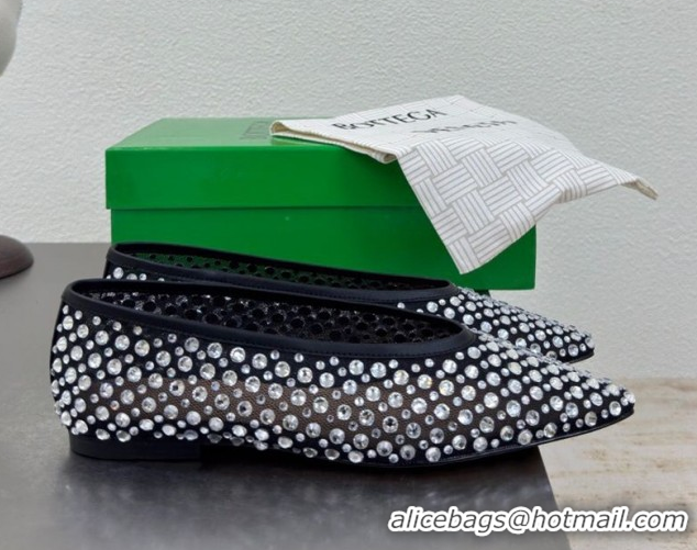 Duplicate Bottega Veneta Sofia Ballerinas Flat in Mesh and Strass Black 0823031