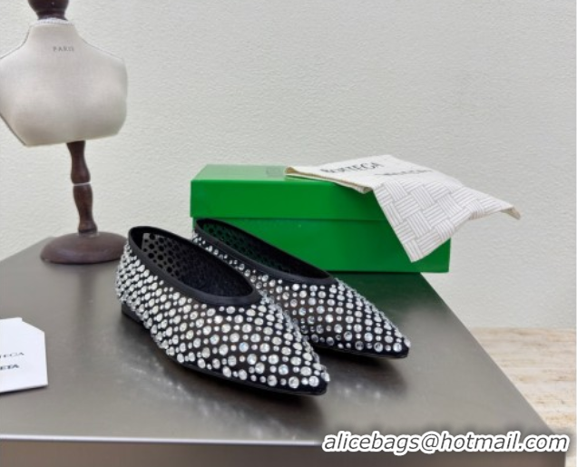 Duplicate Bottega Veneta Sofia Ballerinas Flat in Mesh and Strass Black 0823031