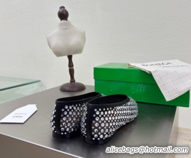 Duplicate Bottega Veneta Sofia Ballerinas Flat in Mesh and Strass Black 0823031