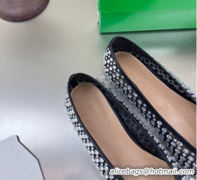 Duplicate Bottega Veneta Sofia Ballerinas Flat in Mesh and Strass Black 0823031