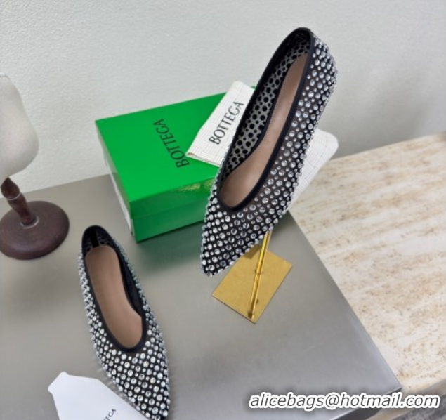 Duplicate Bottega Veneta Sofia Ballerinas Flat in Mesh and Strass Black 0823031